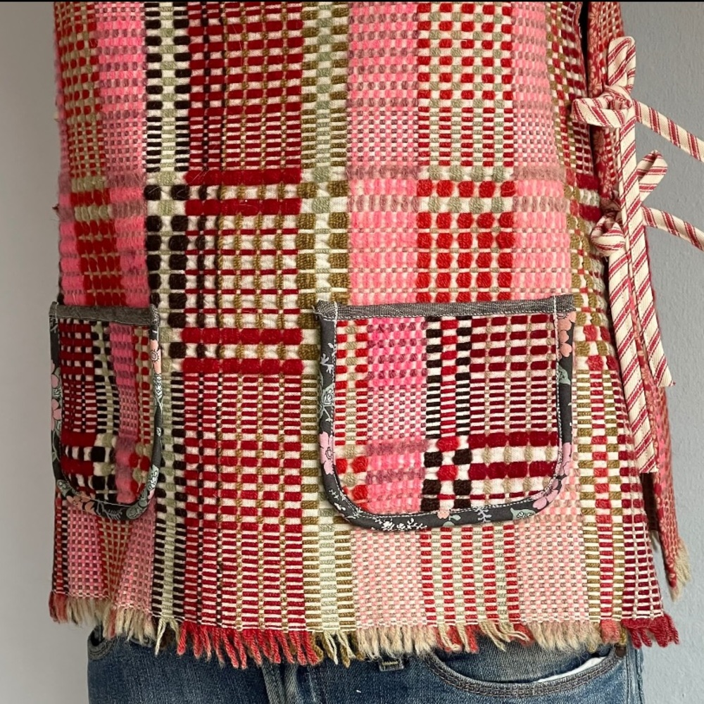 Patchwork Wool Vest / Cropped Upcycled Hand Woven… - image 4